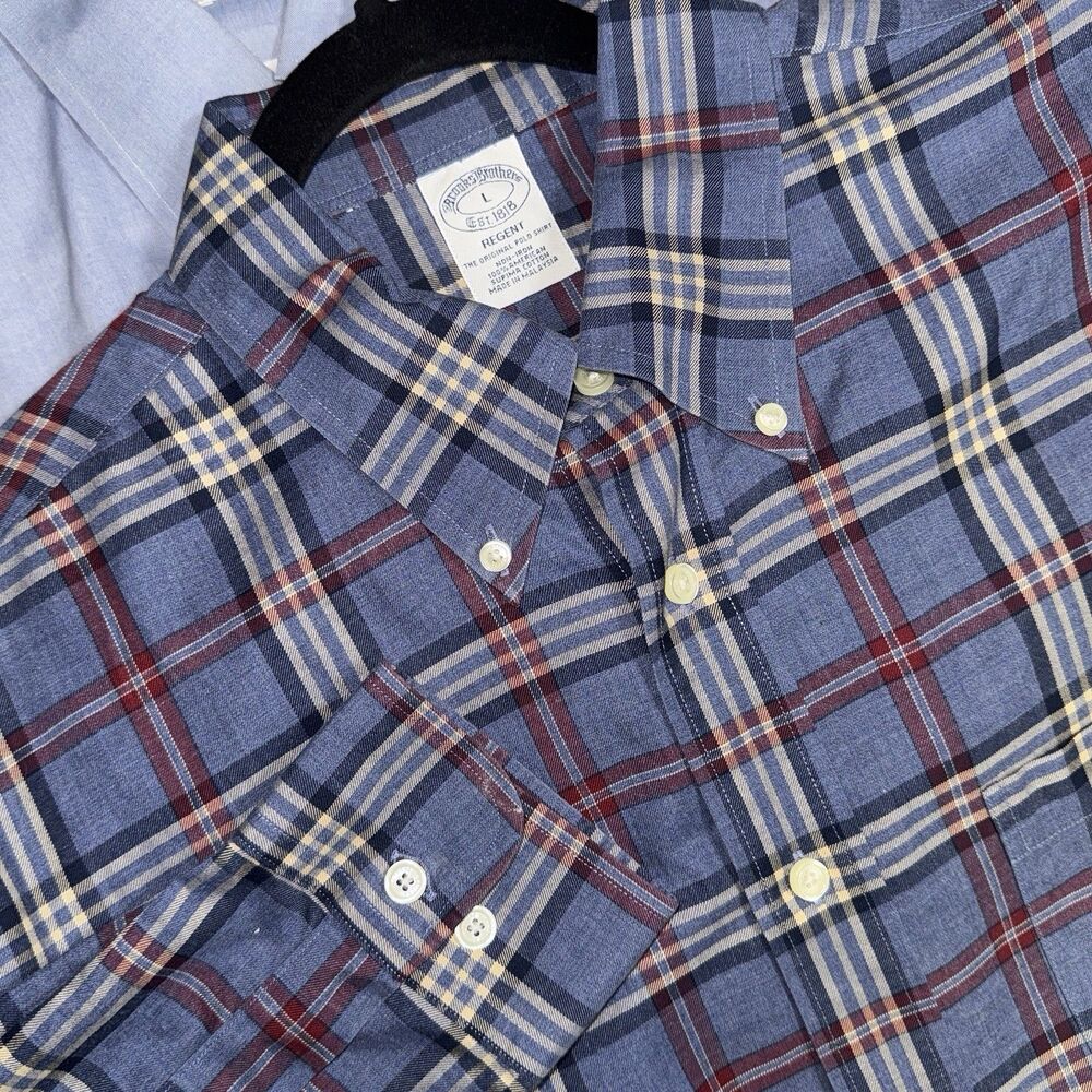 Brooks Brothers 1818 Regent Non Iron Supima Cotton Plaid Button Up Shirt Men L